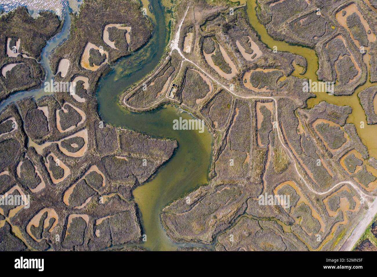 Aerial shot of an estuary - Smartphone Captured Stock Image