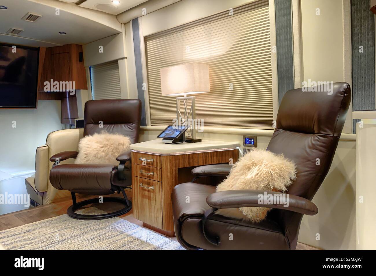 Traveling the world in a luxury RV. See the world in luxury! Luxury motor coaches ! Stock Photo