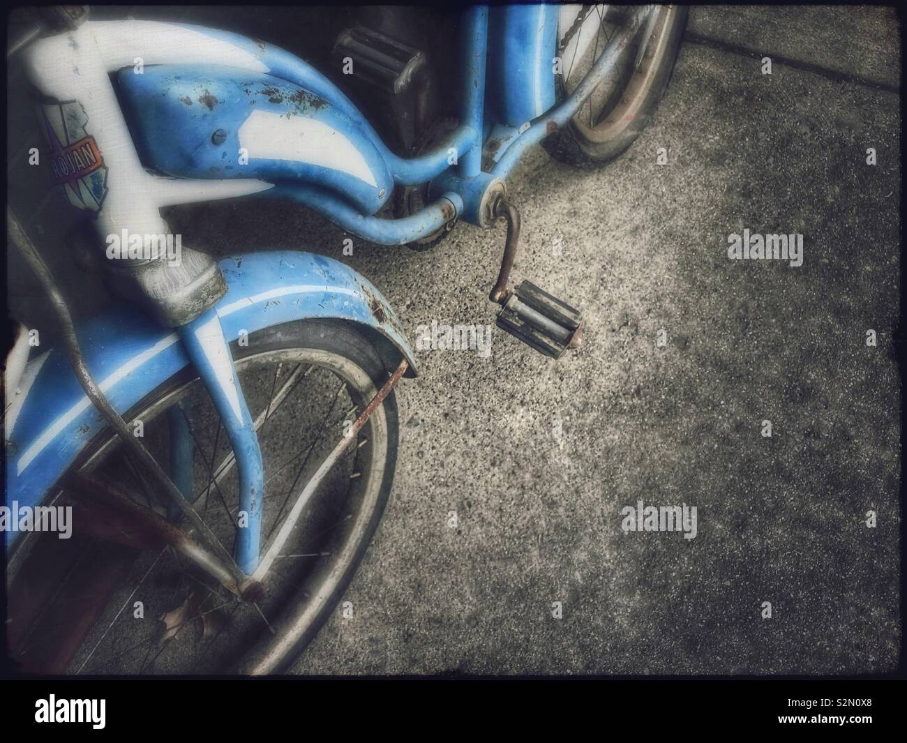 Blue vintage bicycle - Smartphone Captured Stock Image