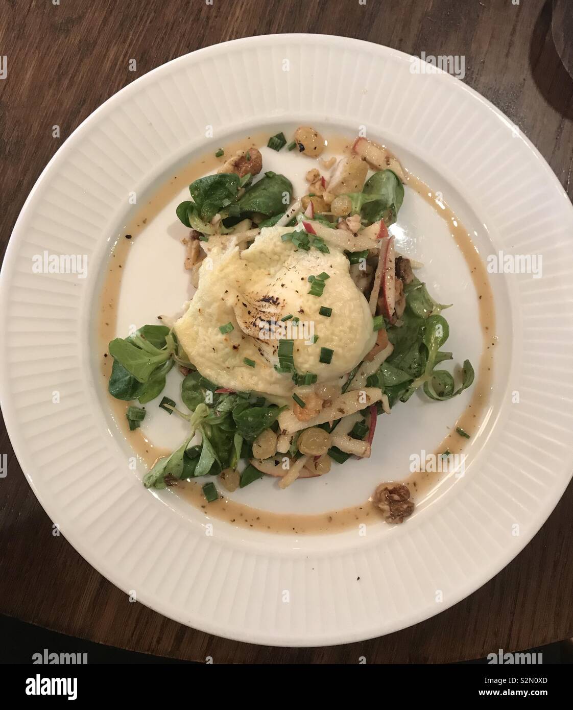 Goat’s cheese crostini at Côte Brasserie, Cardiff Bay, Wales. - Smartphone Captured Stock Image