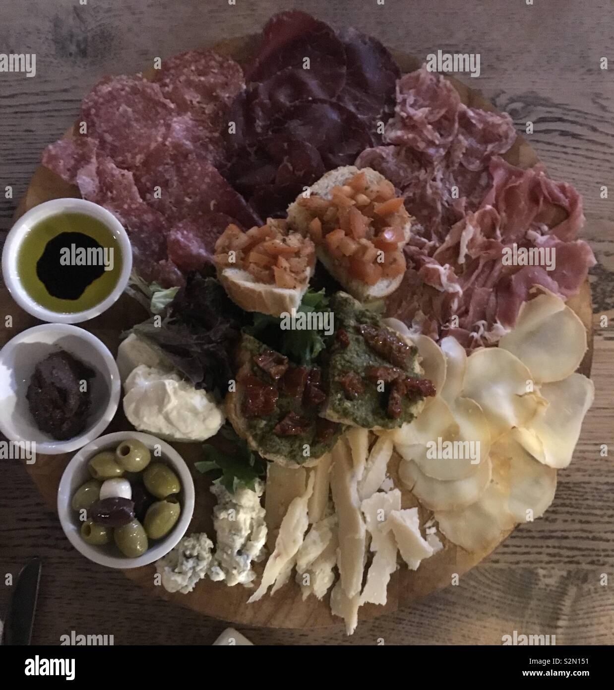Antipasti at Veeno restaurant, Cardiff Bay, Wales. - Smartphone Captured Stock Image
