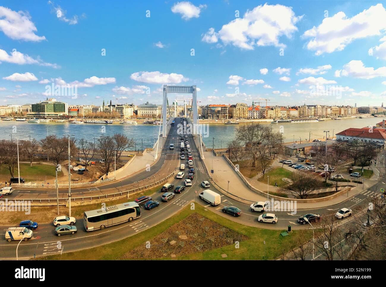 The Elisabeth Bridge over the River Danube in Budapest - Smartphone Captured Stock Image