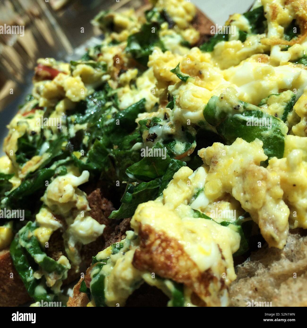Swiss Chard scrambled egg - Smartphone Captured Stock Image
