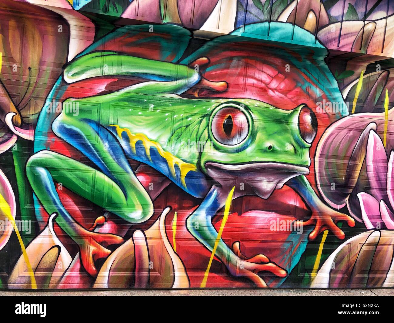 A colourful animal themed mural in Toronto, Canada. - Smartphone Captured Stock Image