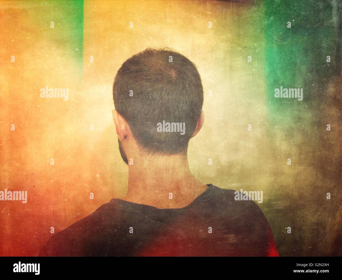 Rear view of a lonely man - Smartphone Captured Stock Image