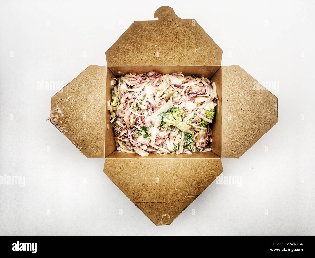 Honey and Harvey cafe take away freshly made coleslaw - Smartphone Captured Stock Image