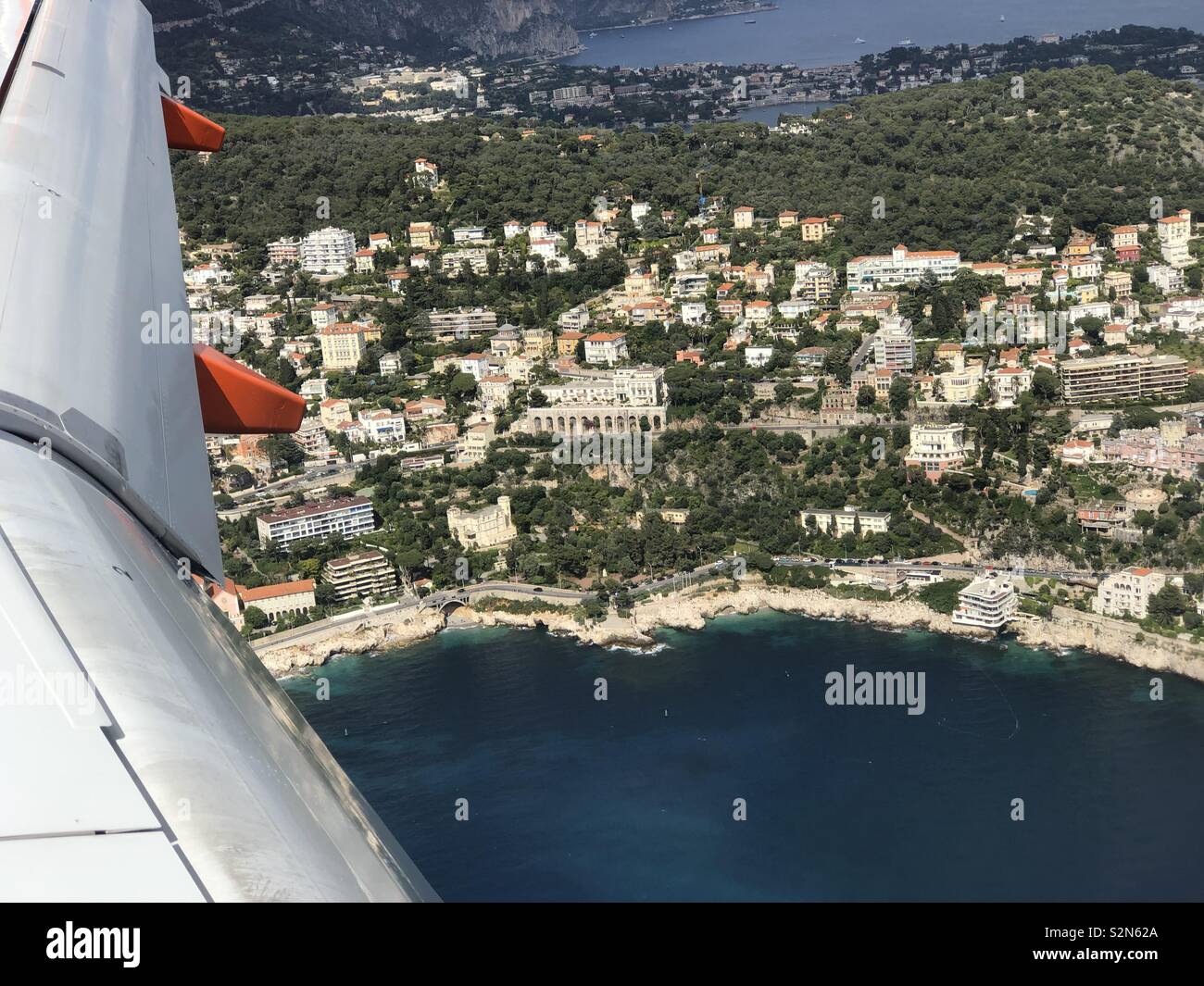 Aerial view of Mount Boron, Nice from an EasyJet flight into Nice Airport. Stock Photo