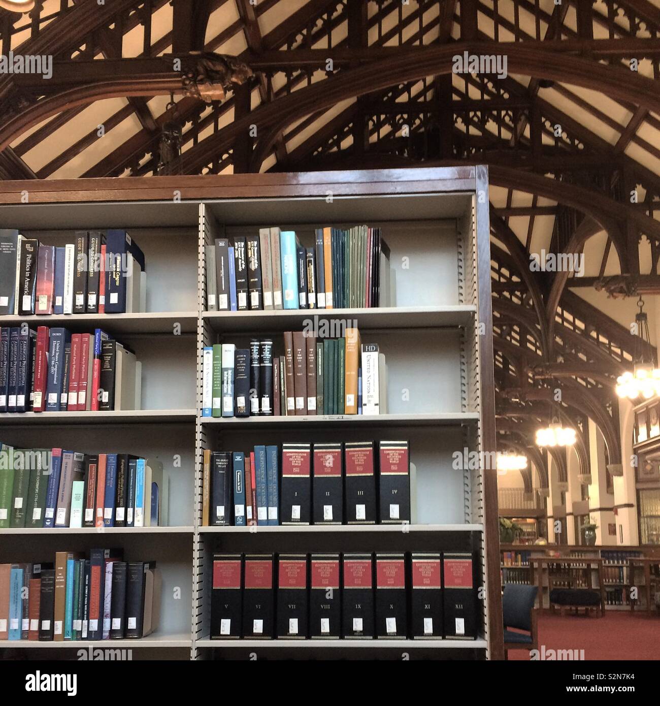 Stacks in the Reading Room, Williston Library, Mount Holyoke College, South Hadley, Massachusetts, United States - Smartphone Captured Stock Image