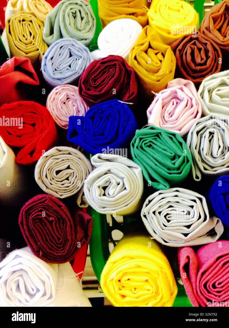 Rolls of Colourful Material - Smartphone Captured Stock Image