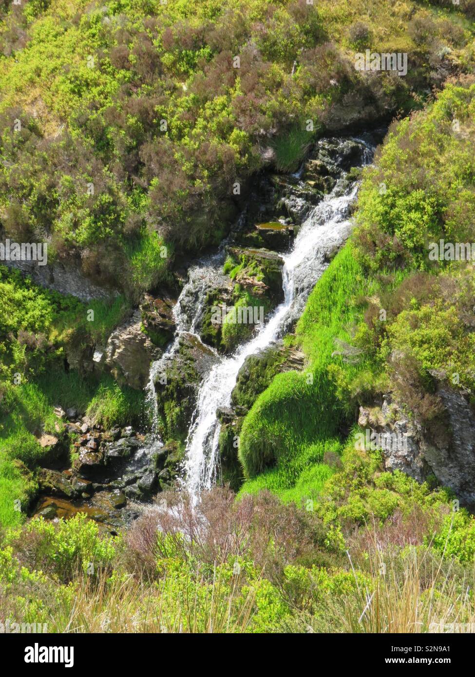 Waterfall in the forest at the source of the river seven Stock Photo