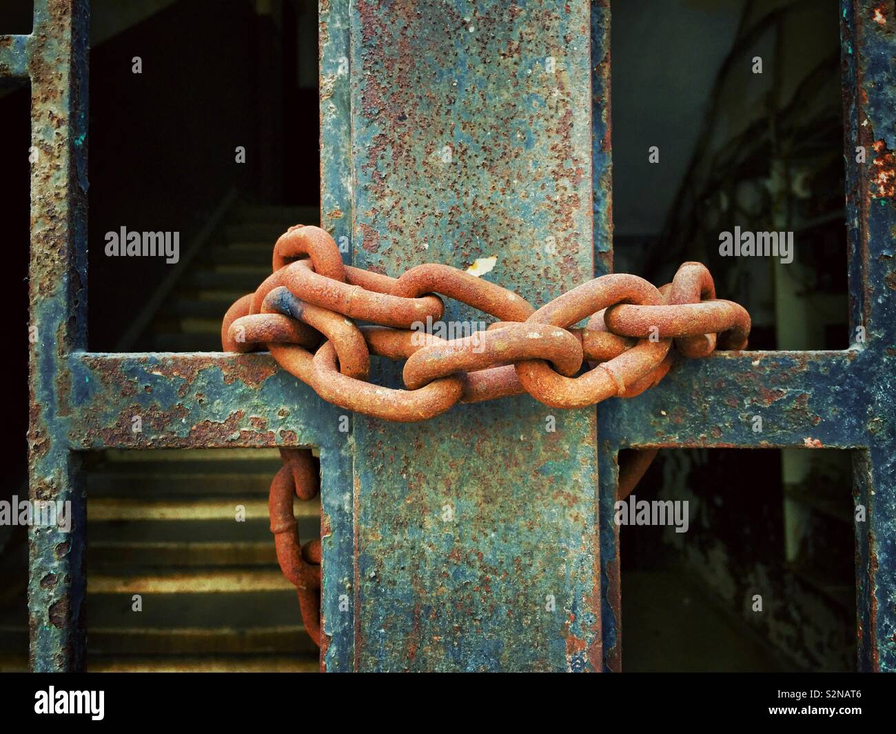 Rusted chin on old gate - Smartphone Captured Stock Image Rusted chin on old gate - Smartphone Captured Stock Image