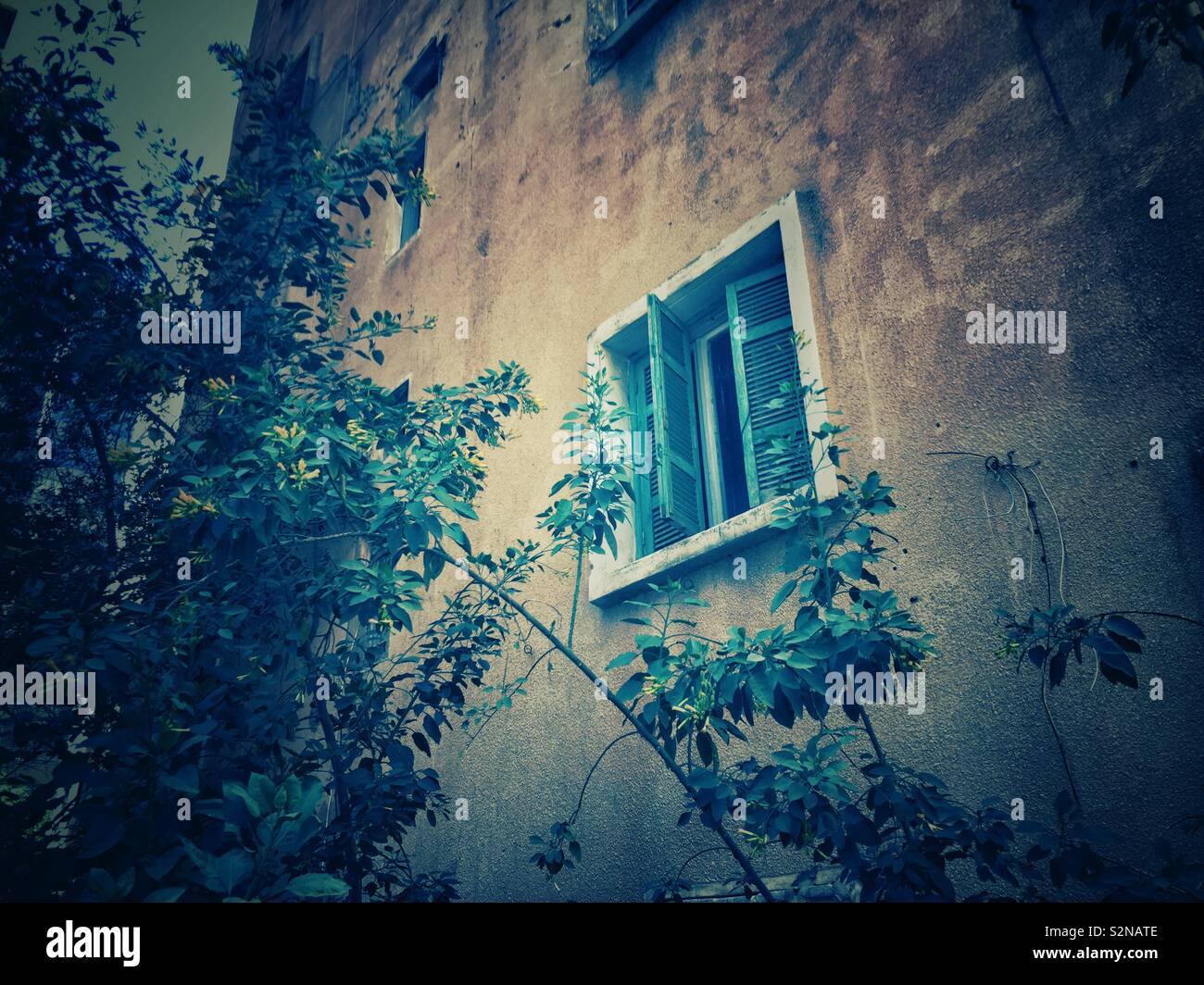 Window of an old deserted building Beirut Lebanon - Smartphone Captured Stock Image