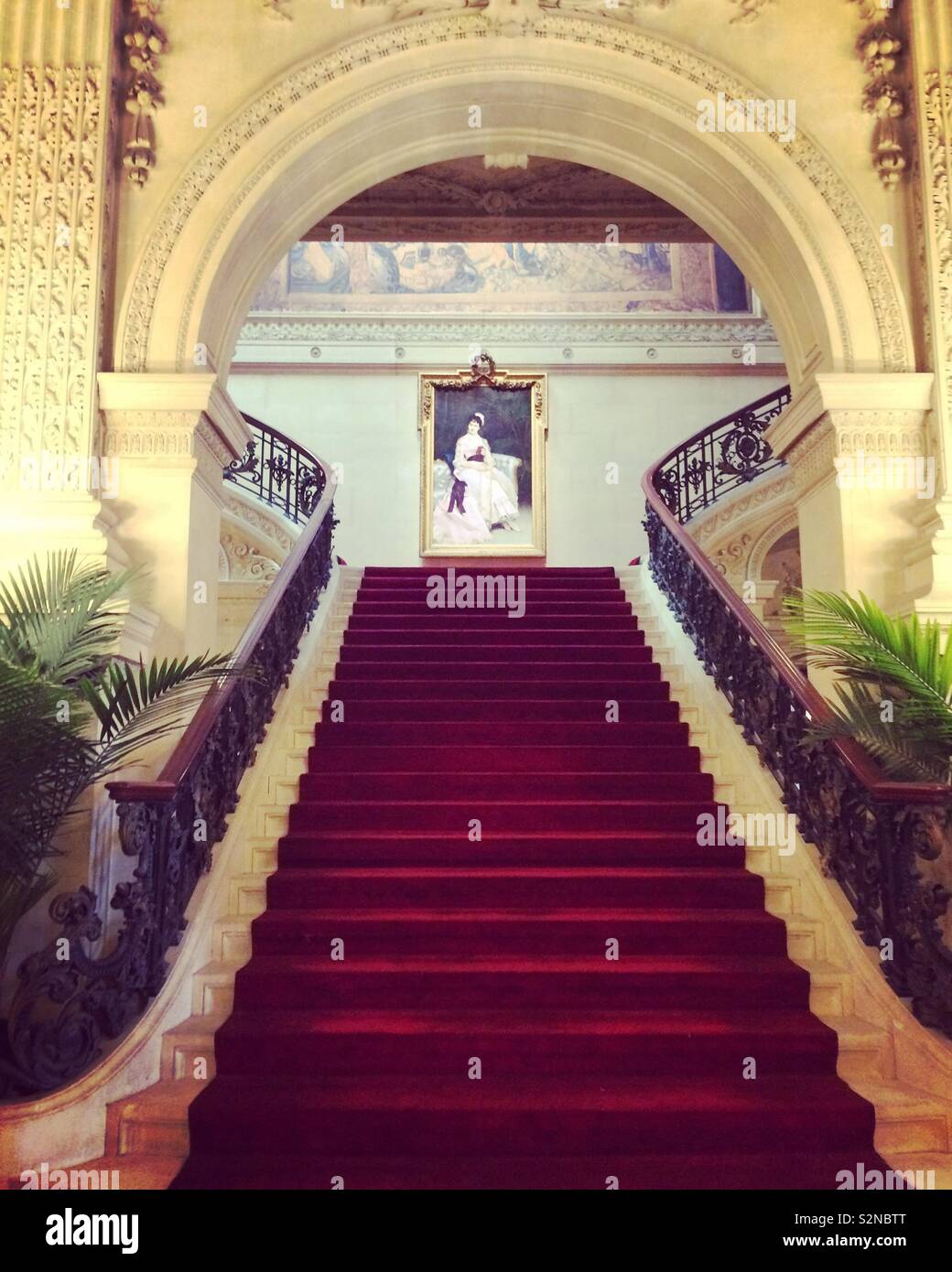 Stairway at The Breakers mansion, Newport, Rhode Island, United States - Smartphone Captured Stock Image