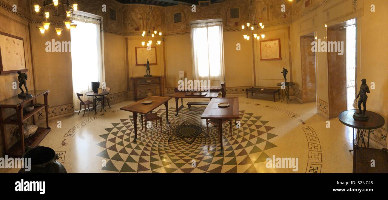 The Greek style dining room in Villa Kerylos Beaulieu-sur-Mer in Cap Ferrat - Smartphone Captured Stock Image