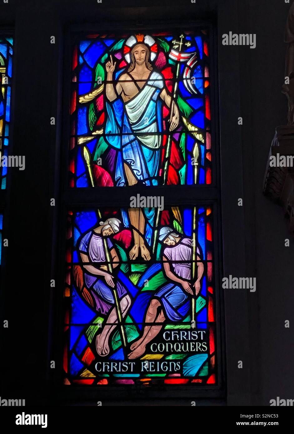 Stained Glass image of the Resurrection. Taken at St Rita Church in New