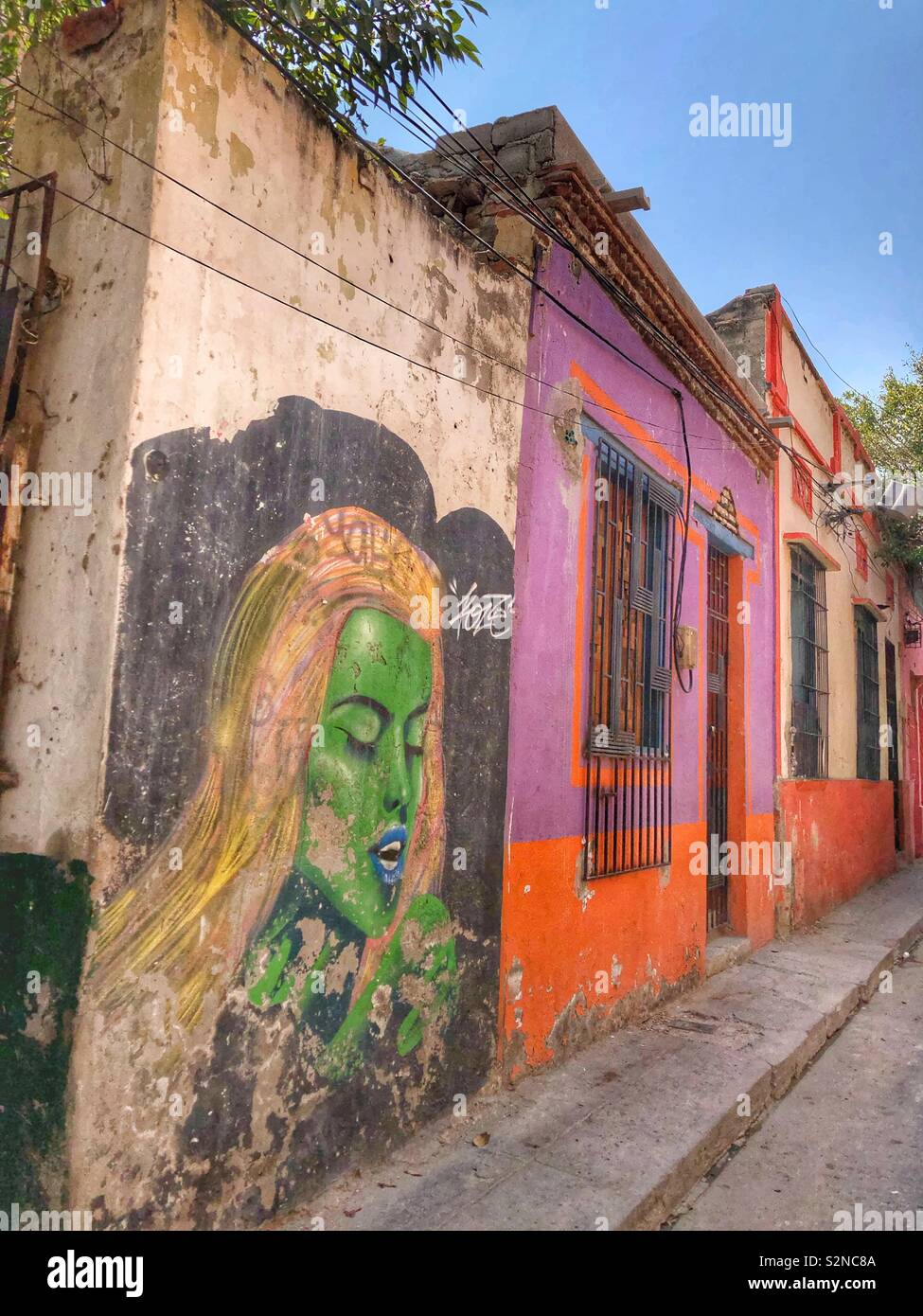 Faded street art in Santa Marta, Colombia. - Smartphone Captured Stock Image