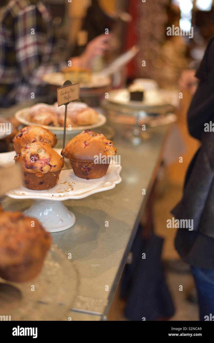 Baked goods and pastries at the coffee shop, lifestyle city café - Smartphone Captured Stock Image