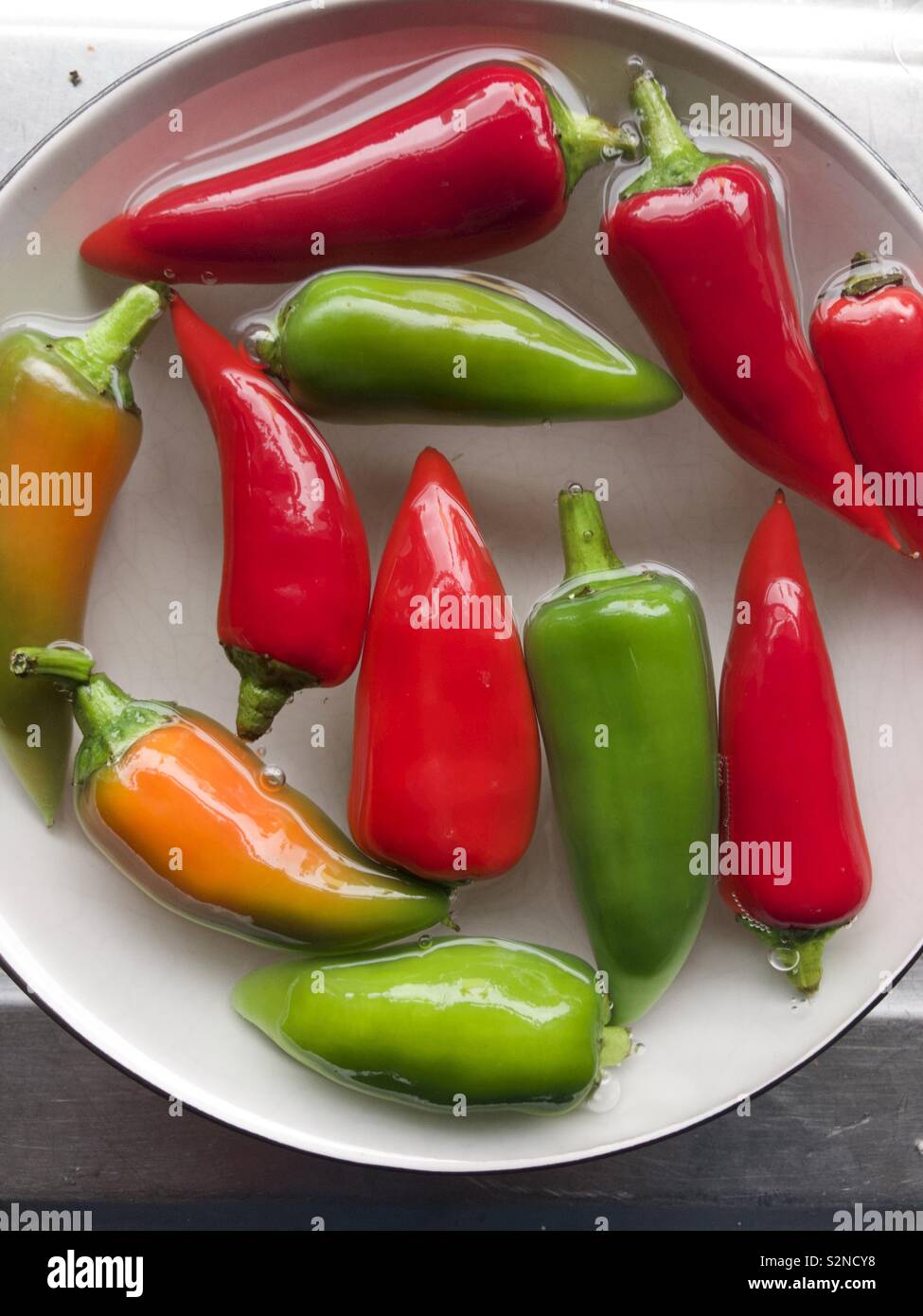 Colorful hot chili peppers - Smartphone Captured Stock Image