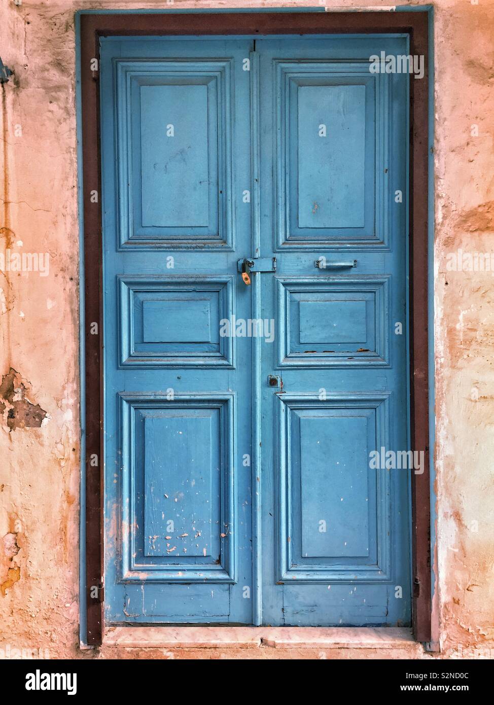 Locked blue door - Smartphone Captured Stock Image
