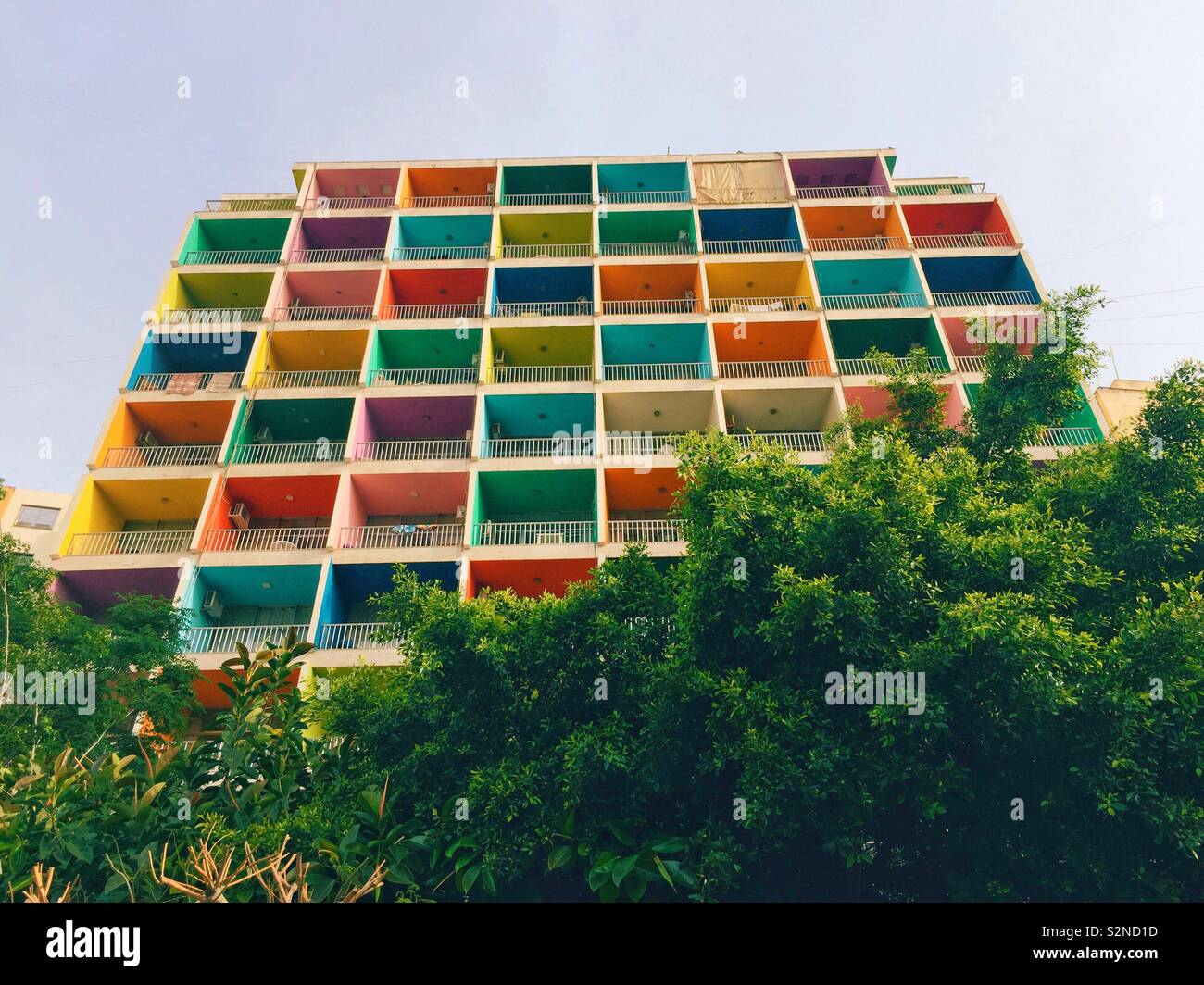 Colourful apartment building Beirut Lebanon Middle East - Smartphone Captured Stock Image