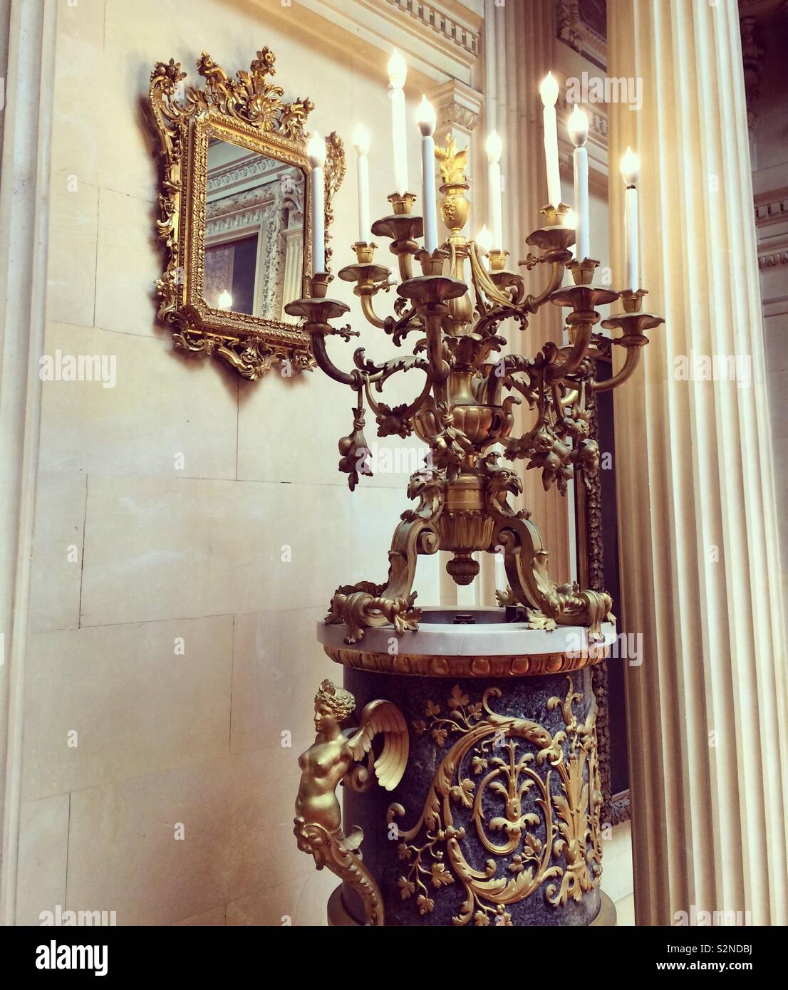 Ornate details at The Breakers mansion, Newport, Rhode Island, United States - Smartphone Captured Stock Image