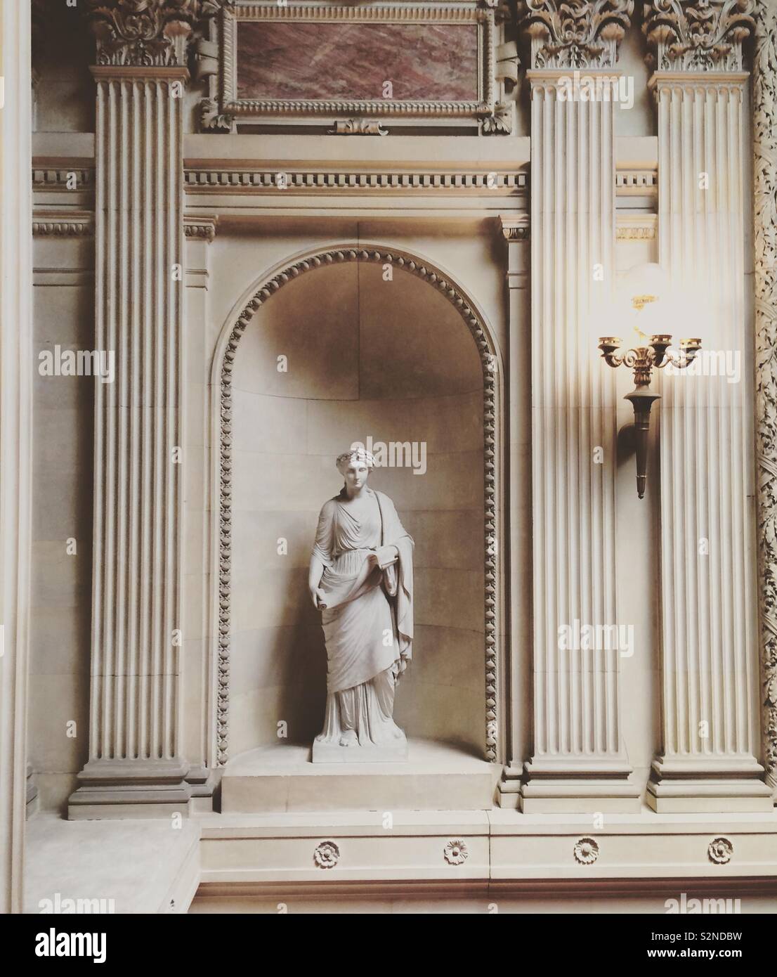 Statue in an alcove at The Breakers mansion, Newport, Rhode Island, United States - Smartphone Captured Stock Image