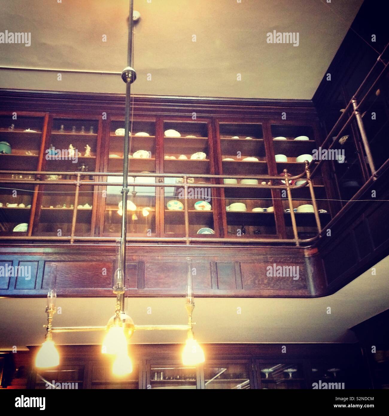 Looking up at tableware at The Breakers mansion, Newport, Rhode Island, United States - Smartphone Captured Stock Image