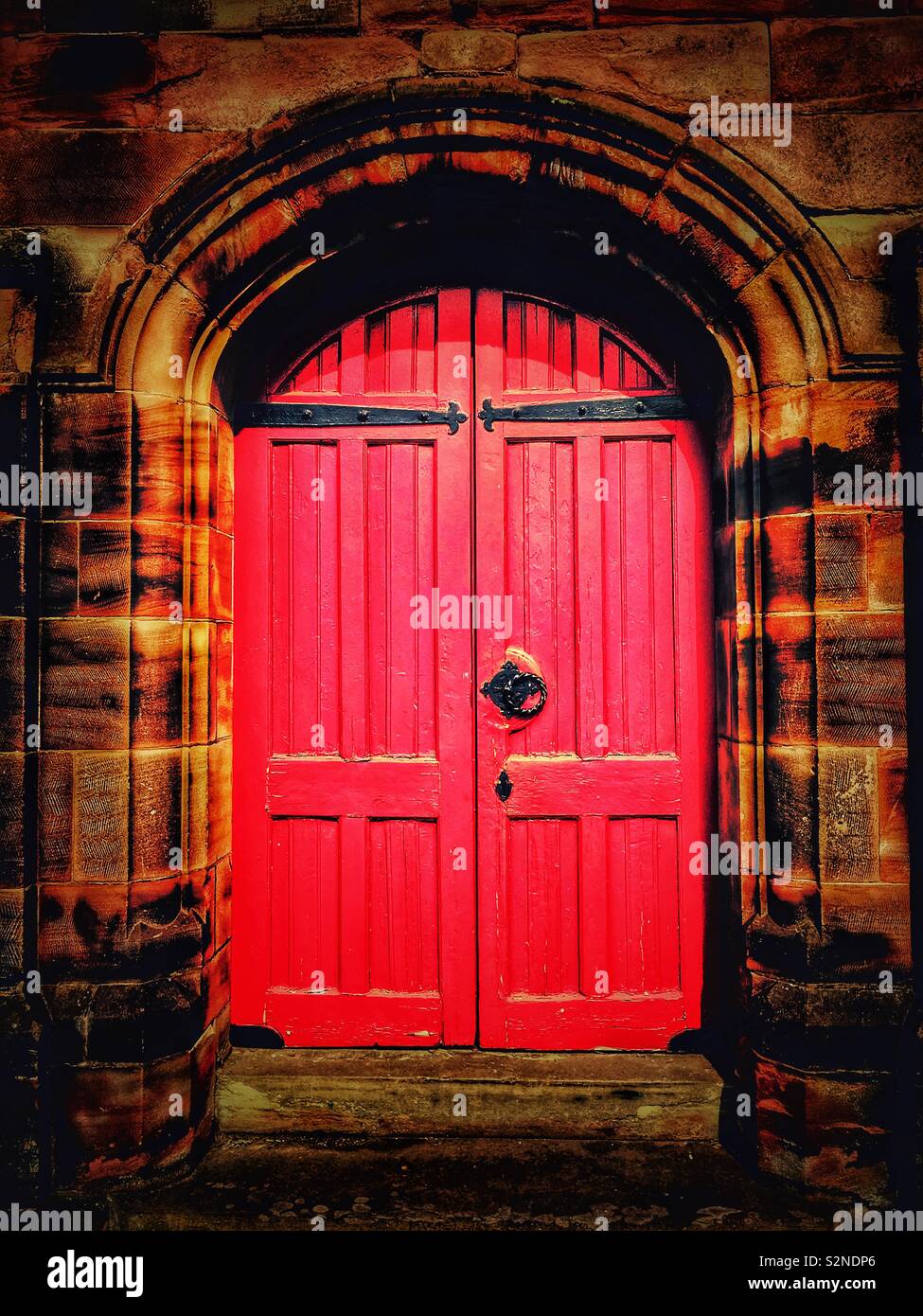 Red church door - Smartphone Captured Stock Image