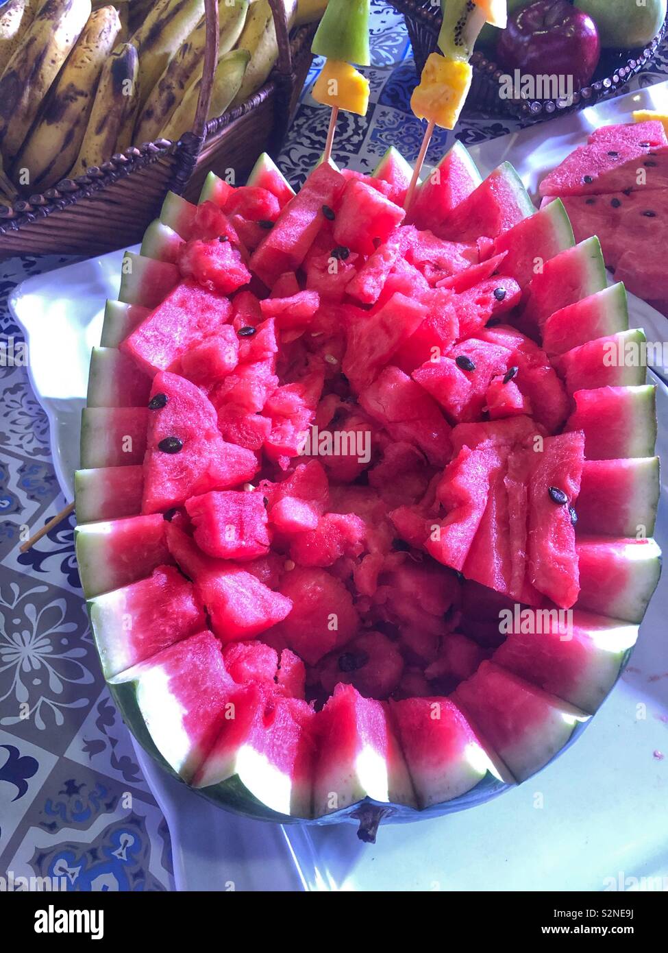 Red Watermelon chopped in special way - Smartphone Captured Stock Image