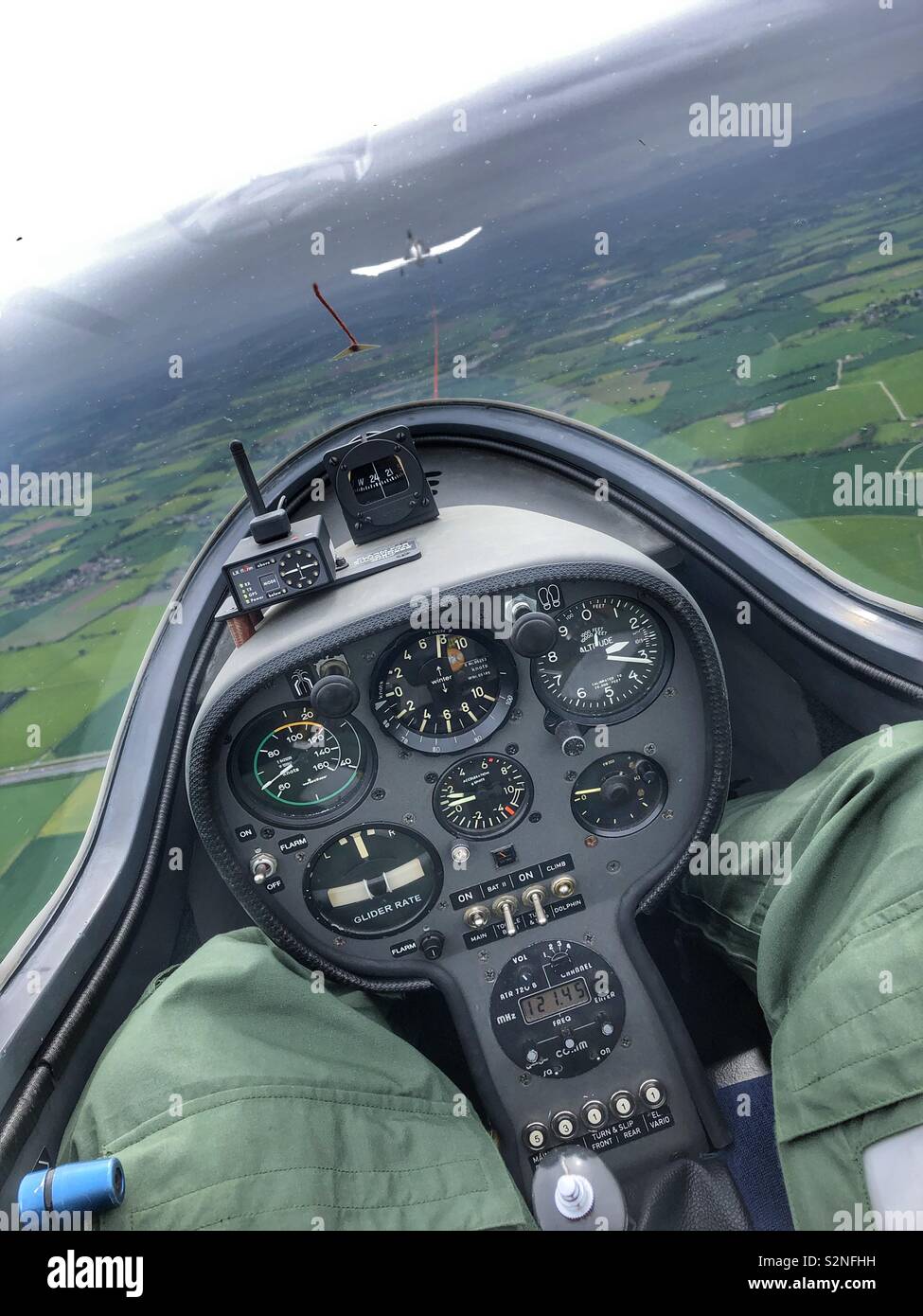 A glider pilots view of an Aerotow aircraft Stock Photo