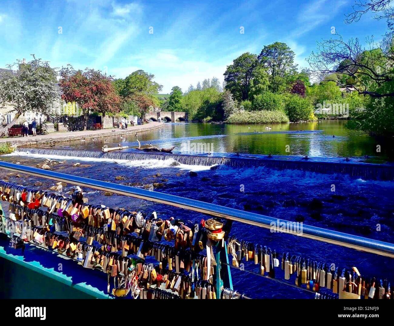 Love Lock Bridge Bakewell Peak District Stock Photo Alamy
