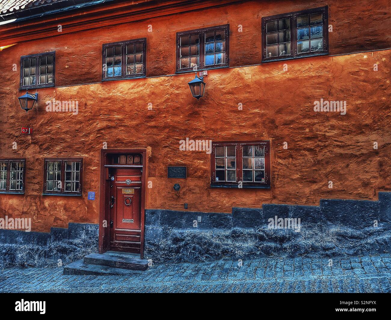 Bellmanshuset - Bellman House the home of Carl Michael Bellman from 1770 to 74, Södermalm, Stockholm, Sweden. House was built in 1723. Bellman was a poet, songwriter, composer and musician - Smartphone Captured Stock Image