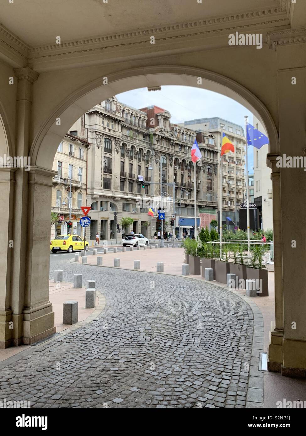 Bucharest, Romania, view over the old Victory Street - Smartphone Captured Stock Image