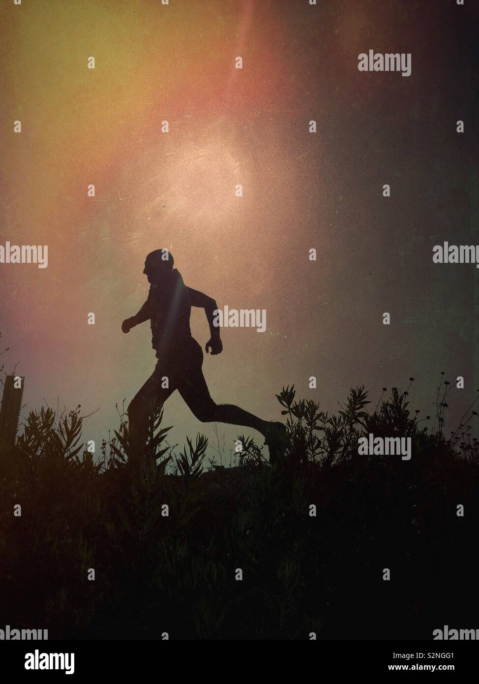 Male shadow running Stock Photo Alamy