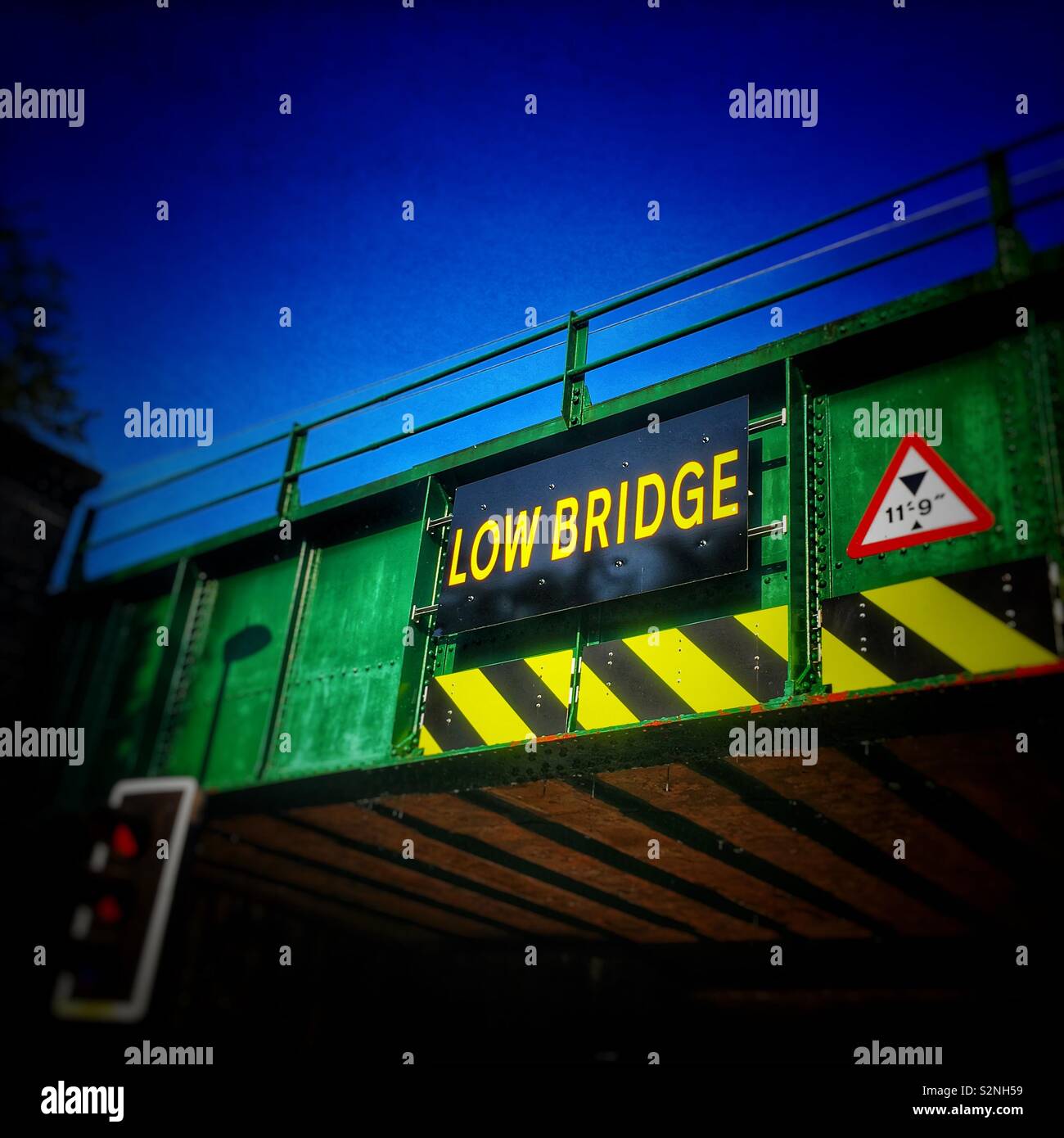 Low bridge warning sign - Smartphone Captured Stock Image