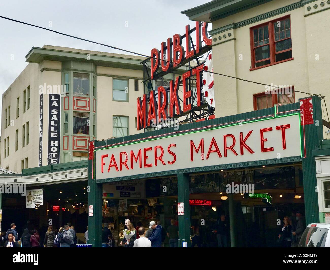 Pikes Place Farmers Market in Seattle Washington. Stock Photo