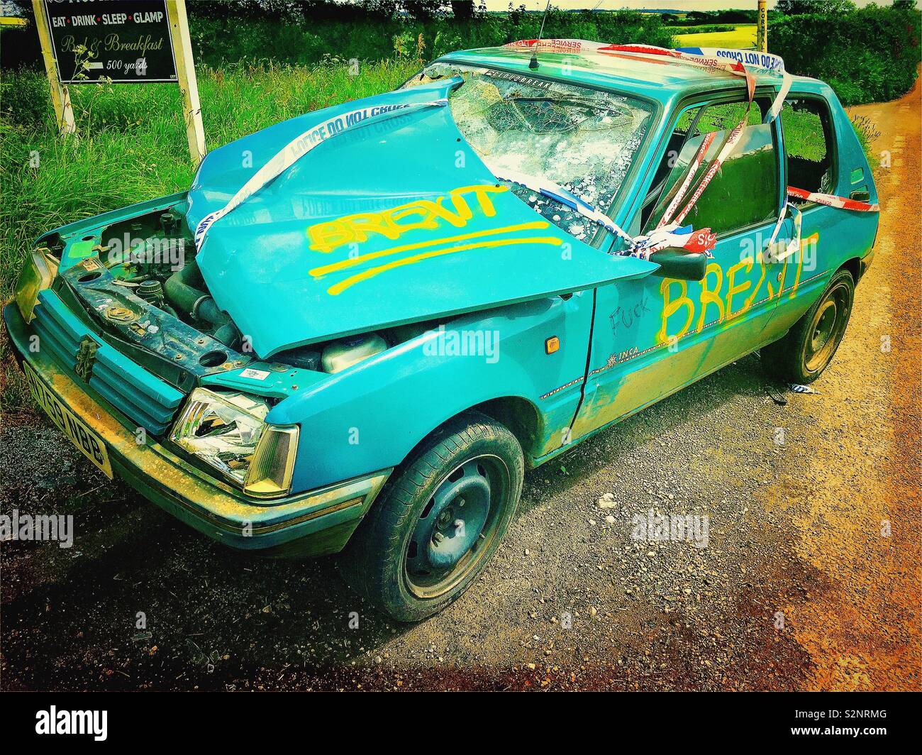 Brexit Car Crash - Smartphone Captured Stock Image