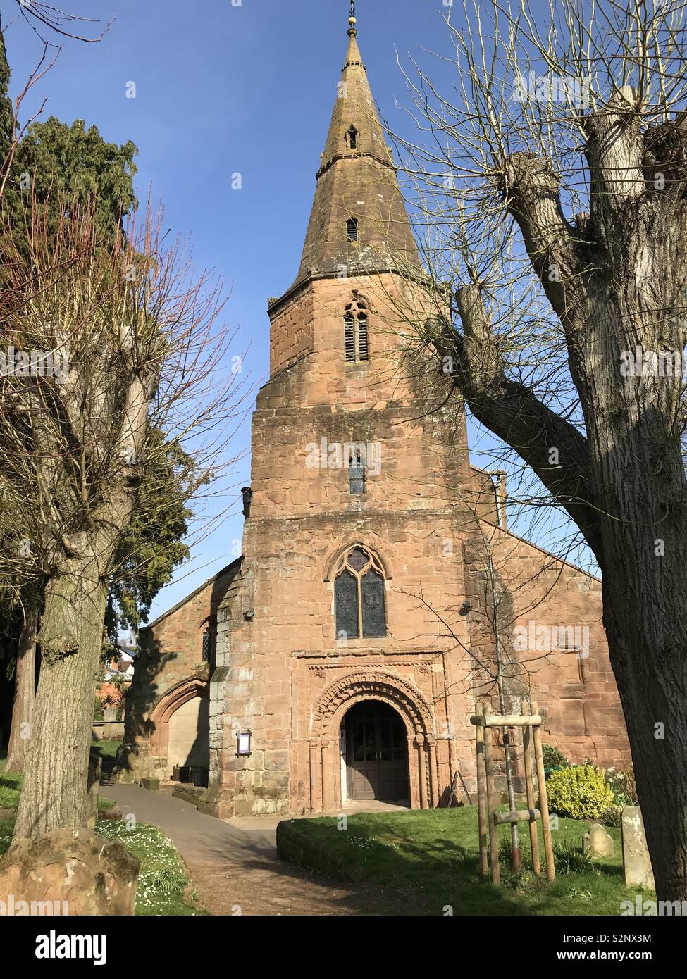 Old English Church on a sunny day Stock Photo