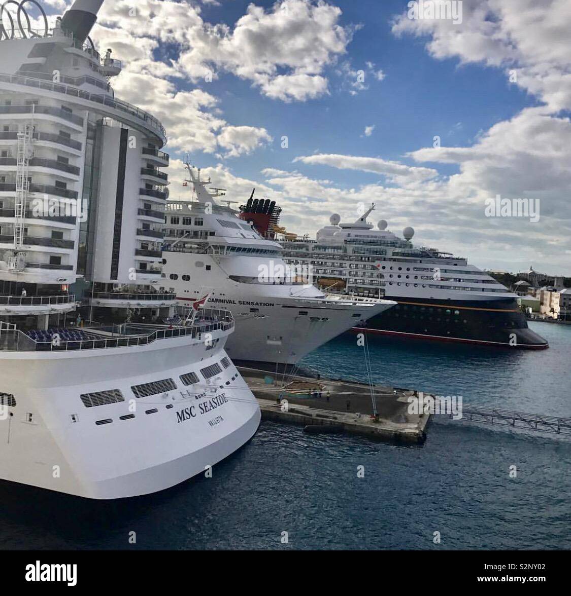 Cruise Ships Docked At Nassau Bahamas Stock Photo Alamy