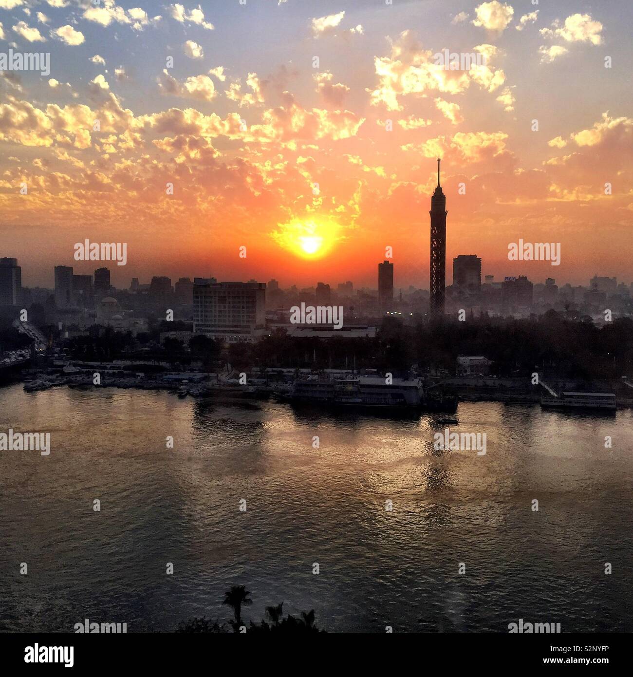 Cairo Sunset on the Nile Stock Photo Alamy