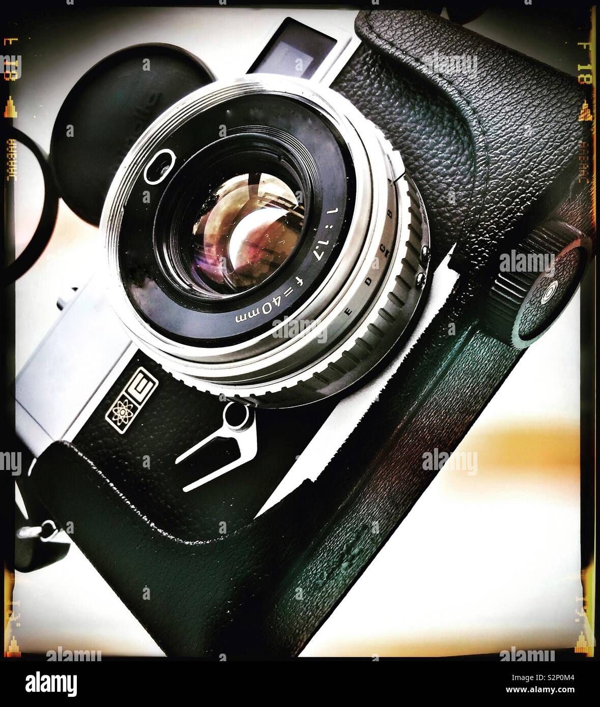 Retro vintage 35mm film camera. - Smartphone Captured Stock Image