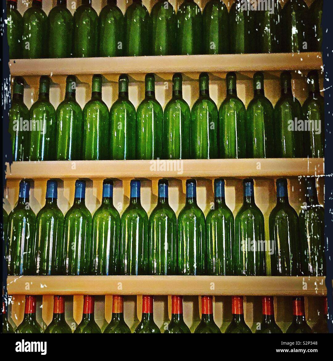 Ten Green Bottles standing on a wall Stock Photo - Alamy