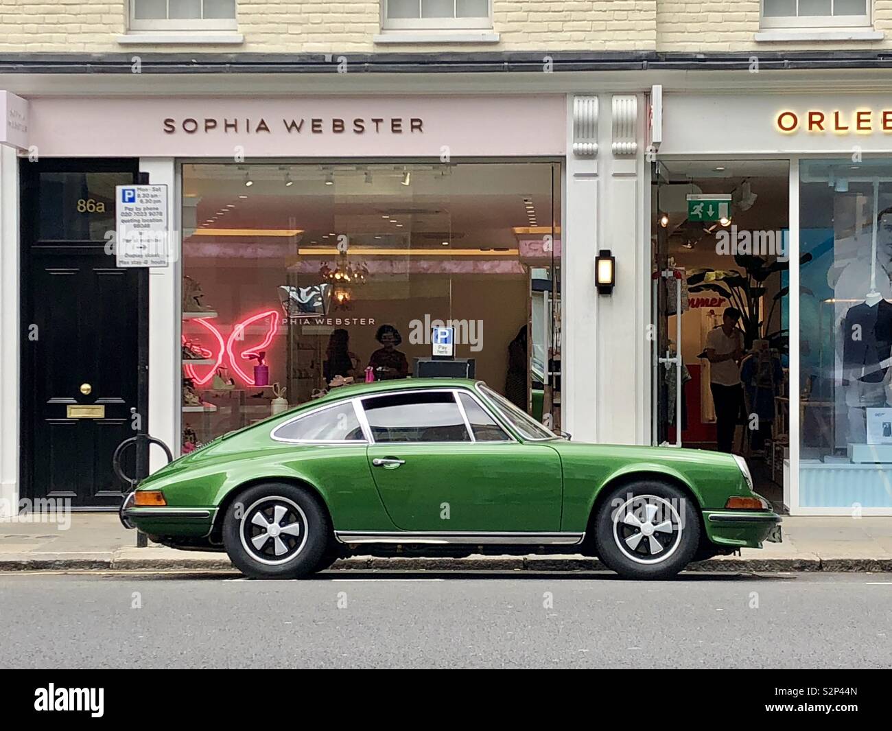 Green Porsche 911s Stock Photo