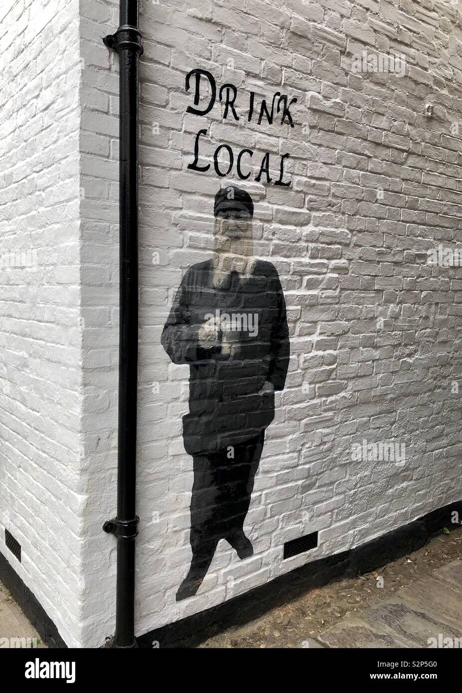 Catman graffiti - Drink local - Smartphone Captured Stock Image