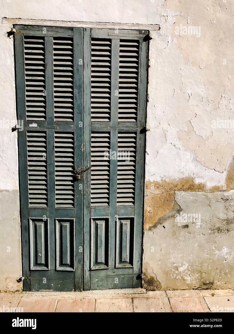 Mallorca white wash doorway Stock Photo