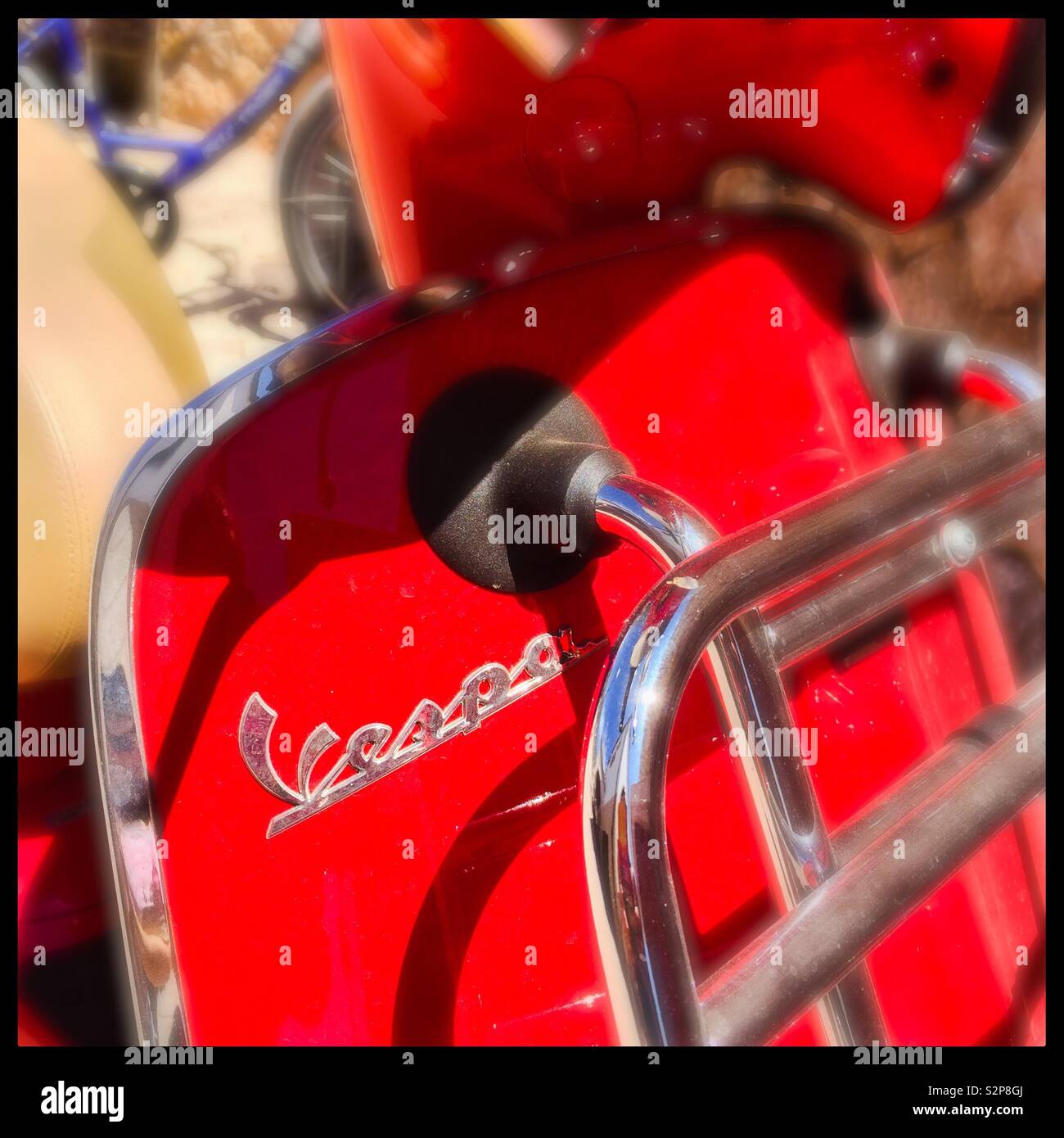 Red vintage Vespa moped Stock Photo Alamy