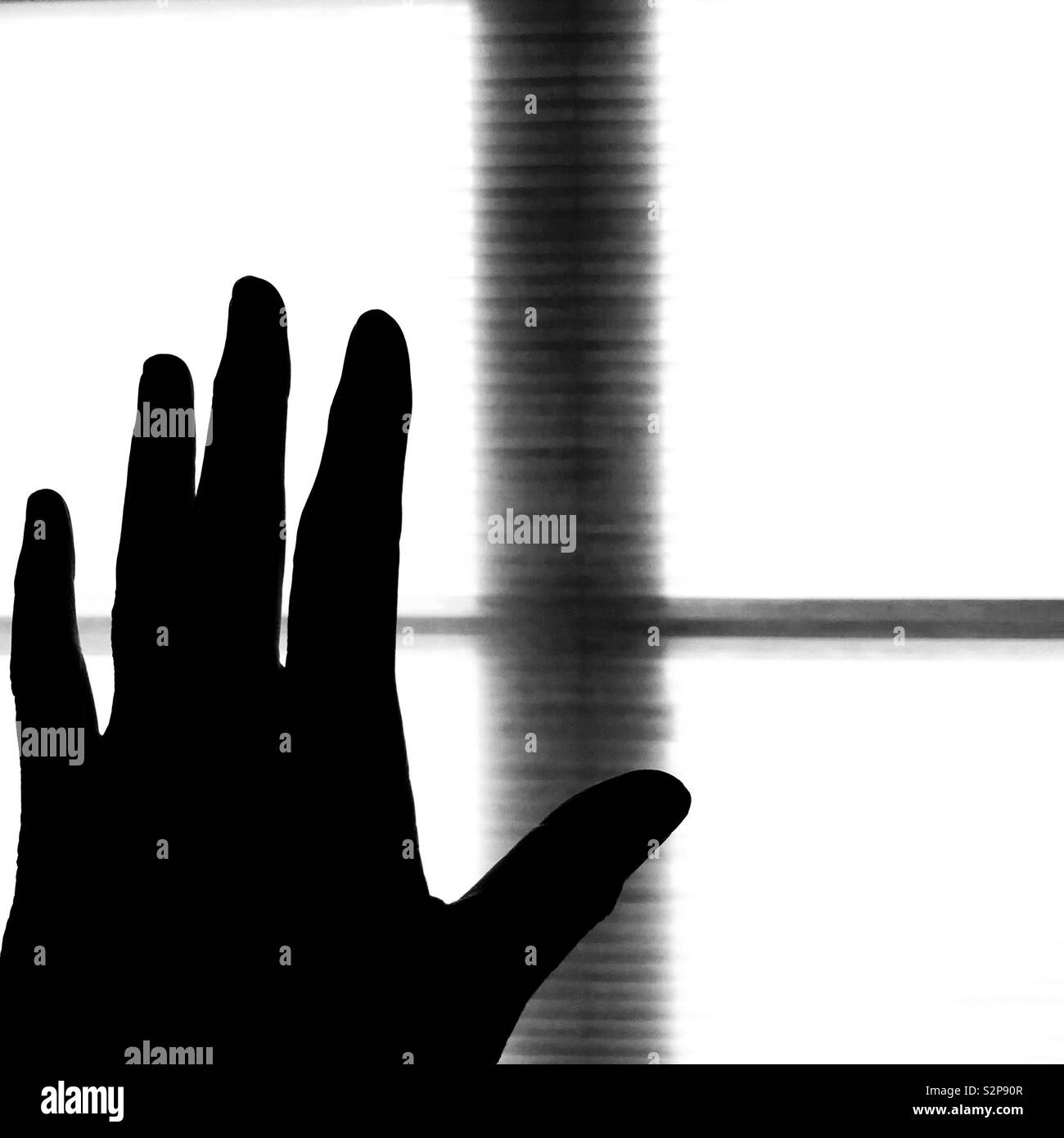 Silhouette of a hand against a bright window - Smartphone Captured Stock Image