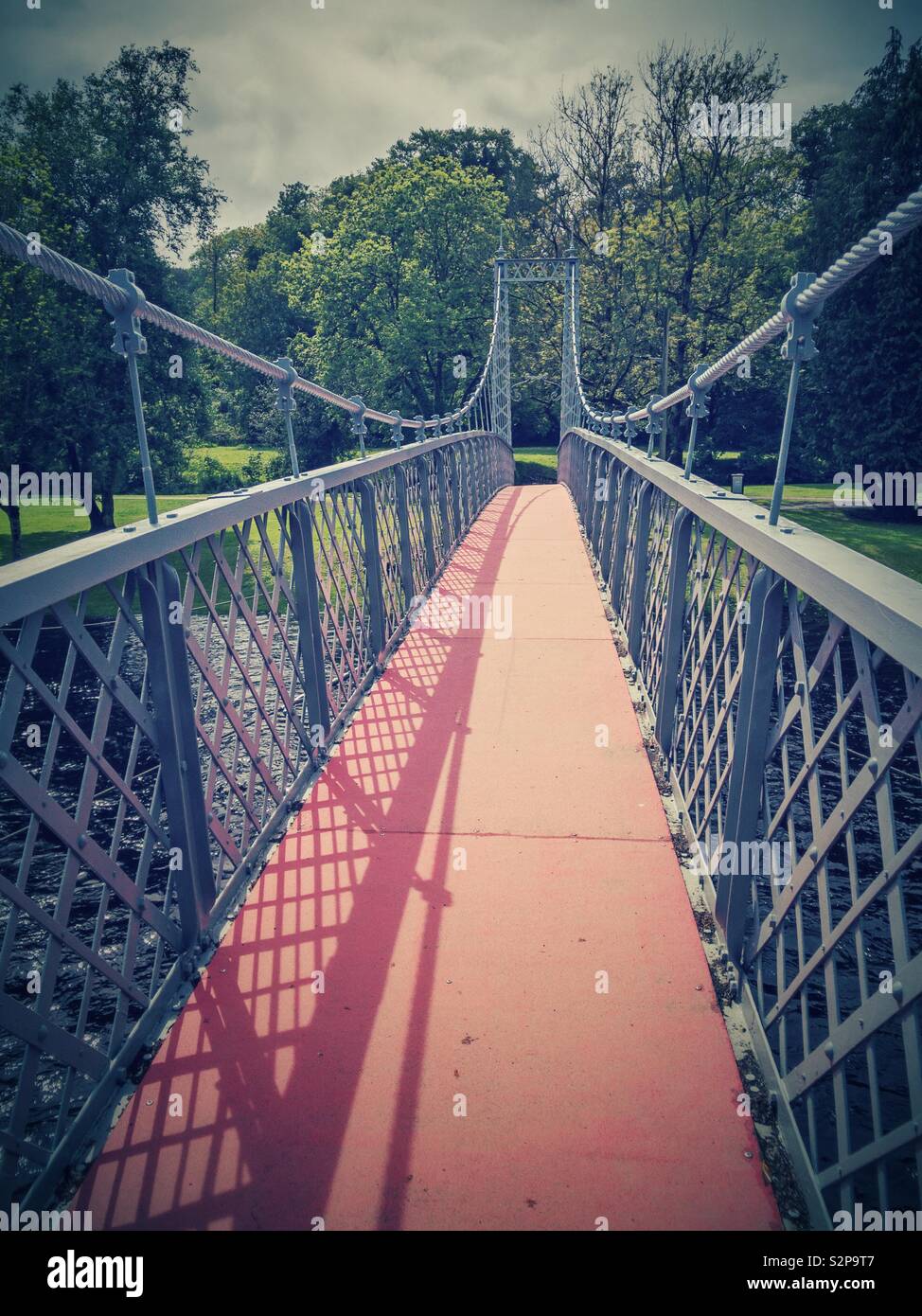 Pedestrian suspension bridge Stock Photo Alamy