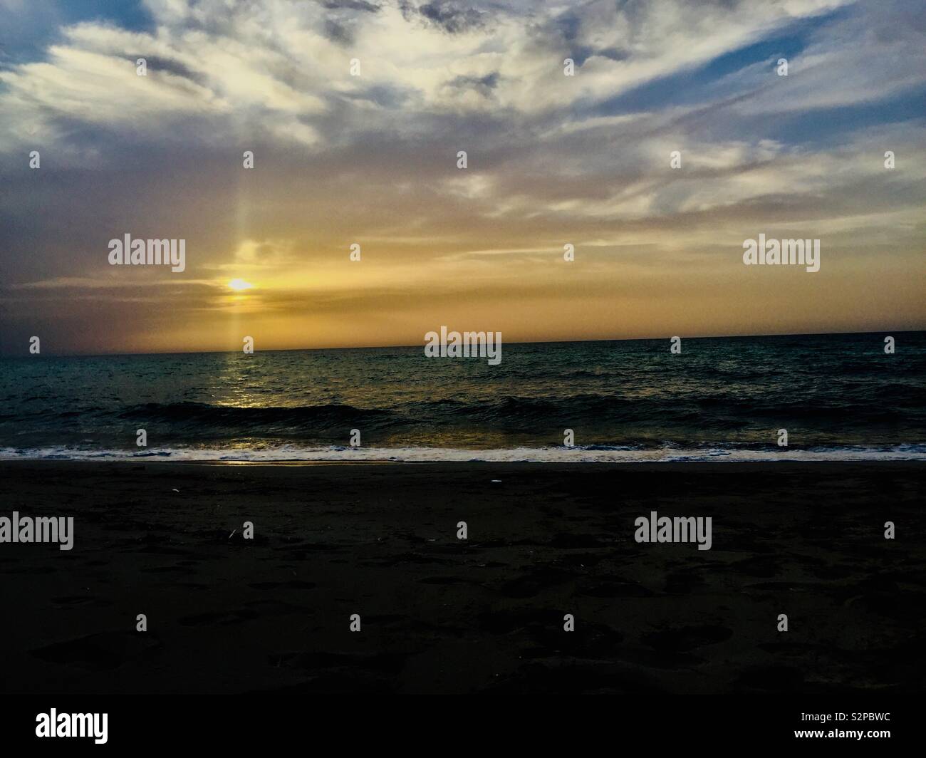 Sunrise over north coast, Alexandria, Egypt. - Smartphone Captured Stock Image