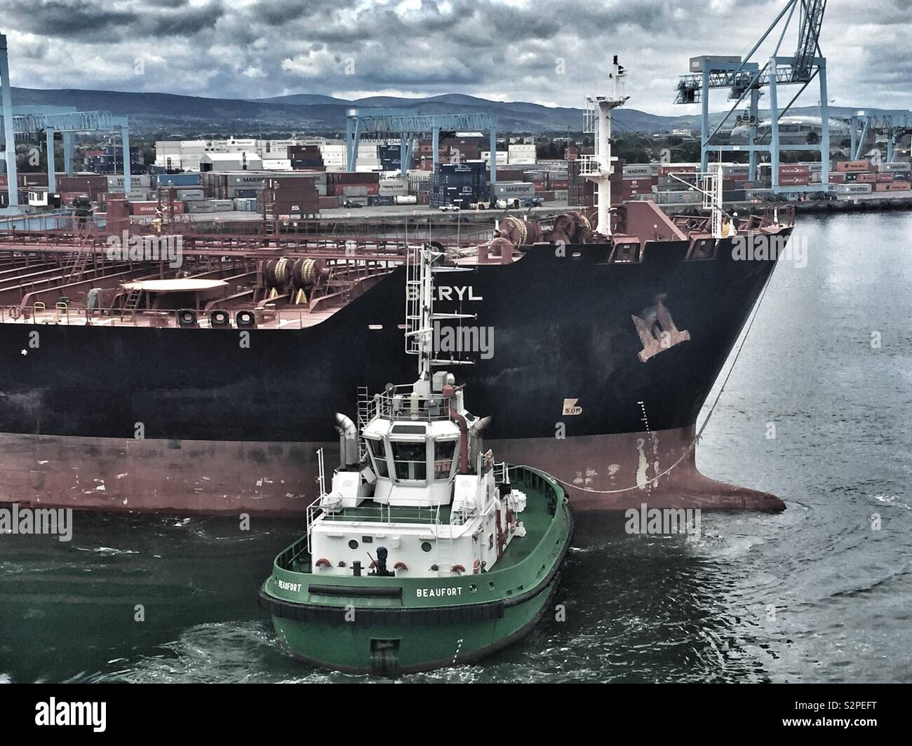 Tugboat Beafort at work. In port of Dublin Stock Photo